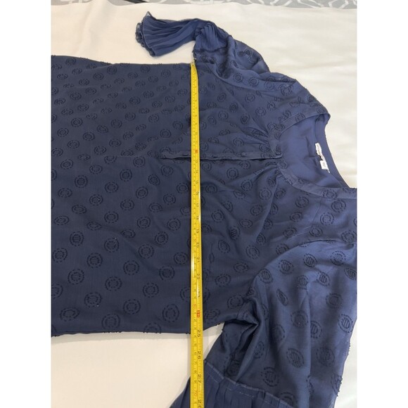 Isaac Mizrahi Live Navy Blue Polka Dots Tunic Sheer Blouse Size 20W - Picture 6 of 10